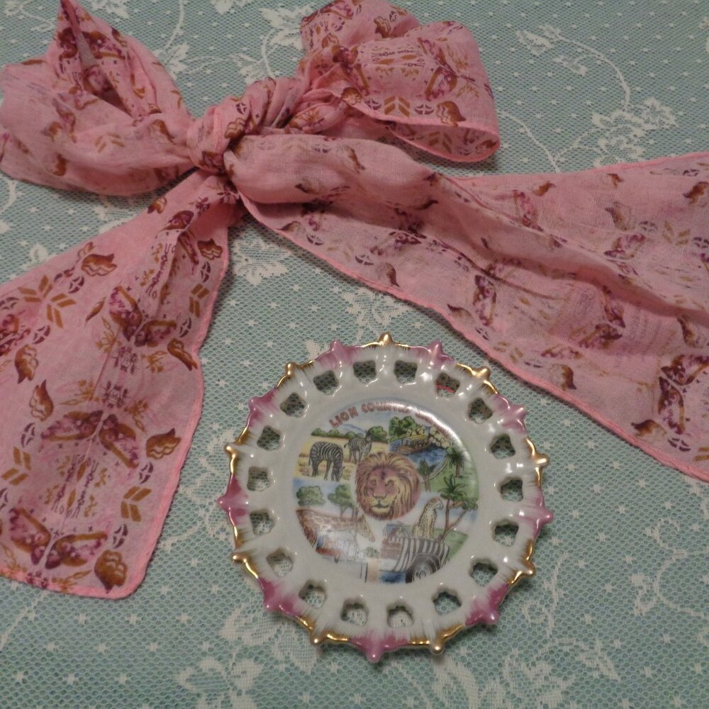 BARBIECORE PRETTY IN PINK LION COUNTRY SAFARI RETRO PLATE & SCARF LOT